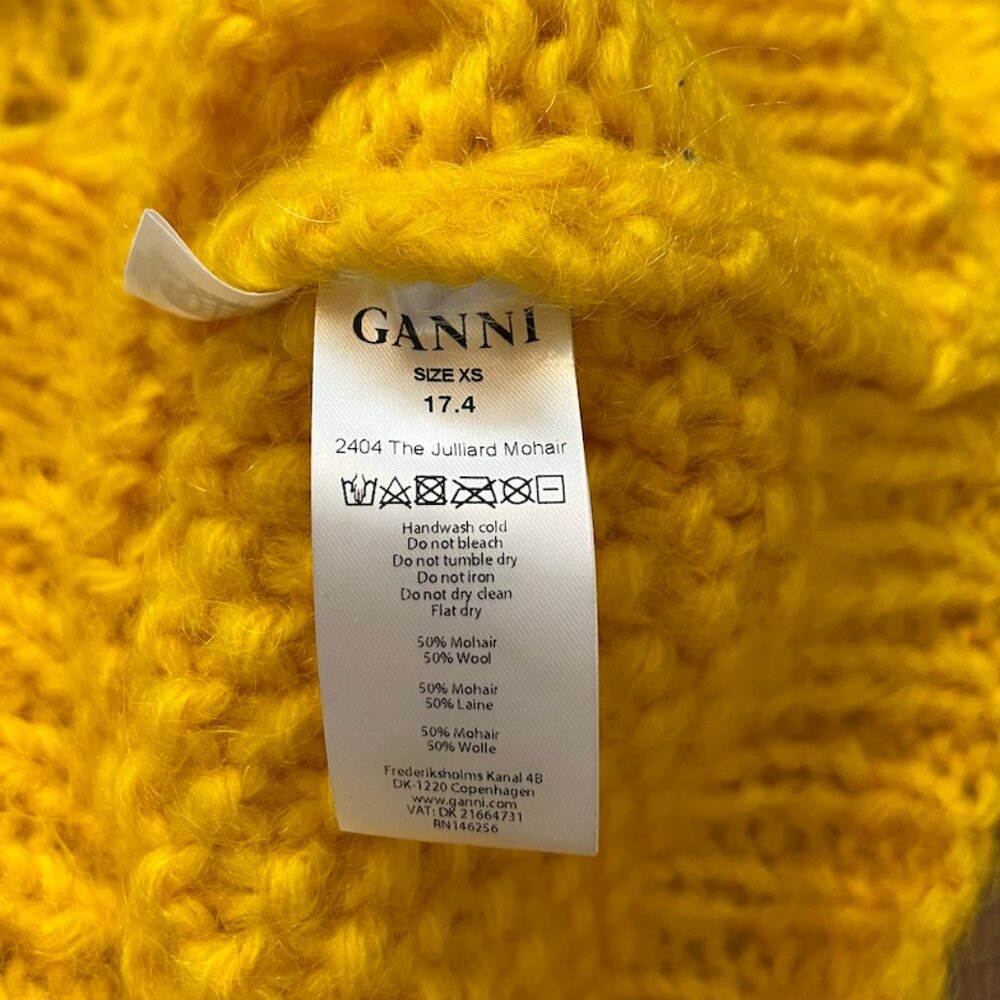Ganni Bright Yellow Chunky Knit Crewneck Sweater - Picture 8 of 8